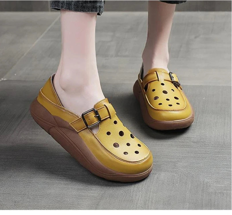 Women's Flats Loafers Platform Casual Slip-On Sandals Retro and Stylish Hollow Low Top Shoes Fashion Non-Slip Beach Sneakers