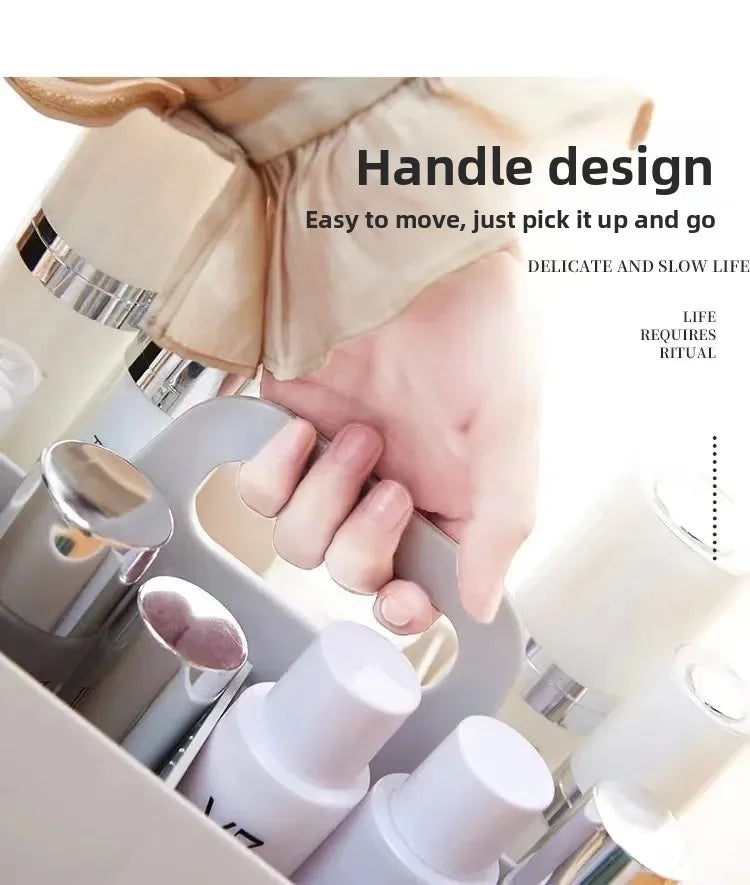 Cosmetics storage box Large capacity household dust dresser Skin care product rack Cosmetic case Desktop finishing box