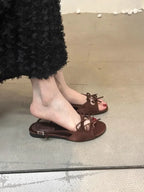 Flats Women Sandals Bow Designer Shoes Woman Slippers Summer 2025 New Casual  Walking Slides Fashion Dress Sandalias De Mujer