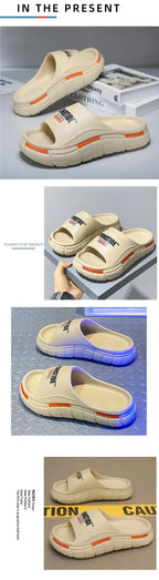 Men's Slippers for Home Use with Letter Patterns in Multiple Colors.Summer Soft Anti-slip Quick-drying and Lightweight Sandals
