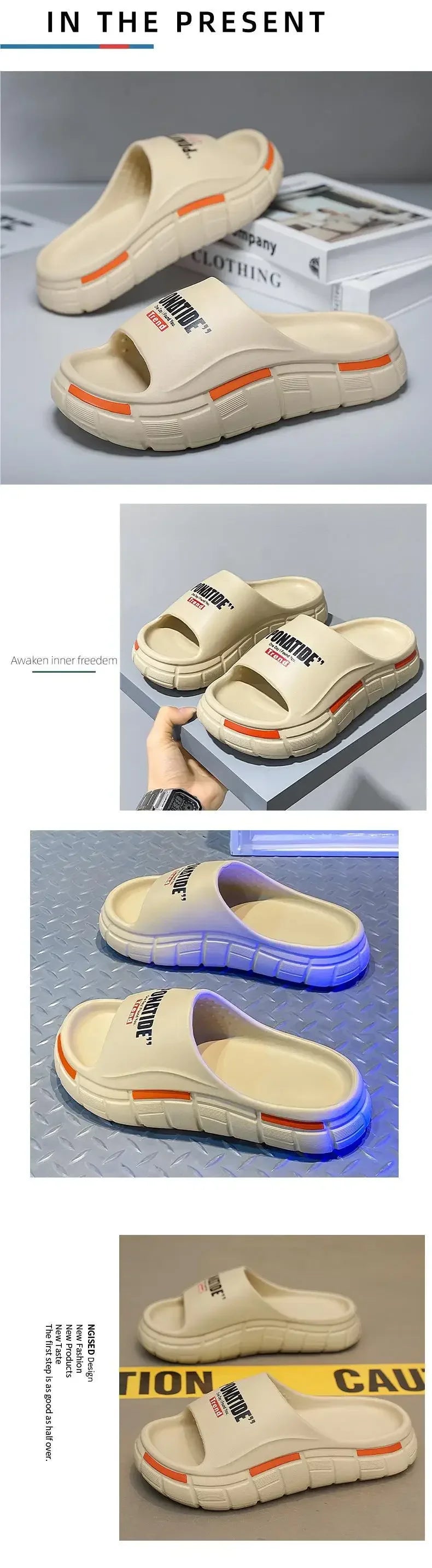 Men's Slippers for Home Use with Letter Patterns in Multiple Colors.Summer Soft Anti-slip Quick-drying and Lightweight Sandals