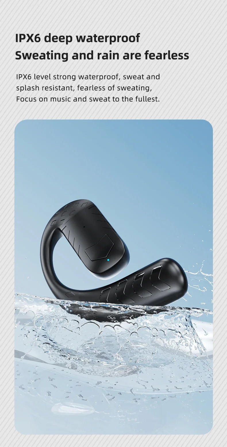 Handsfree Headset Bluetooth Noise Canceling Sports Waterproof Compatible HiFi Stereo Ear Hook Wireless Single Earphone Driving