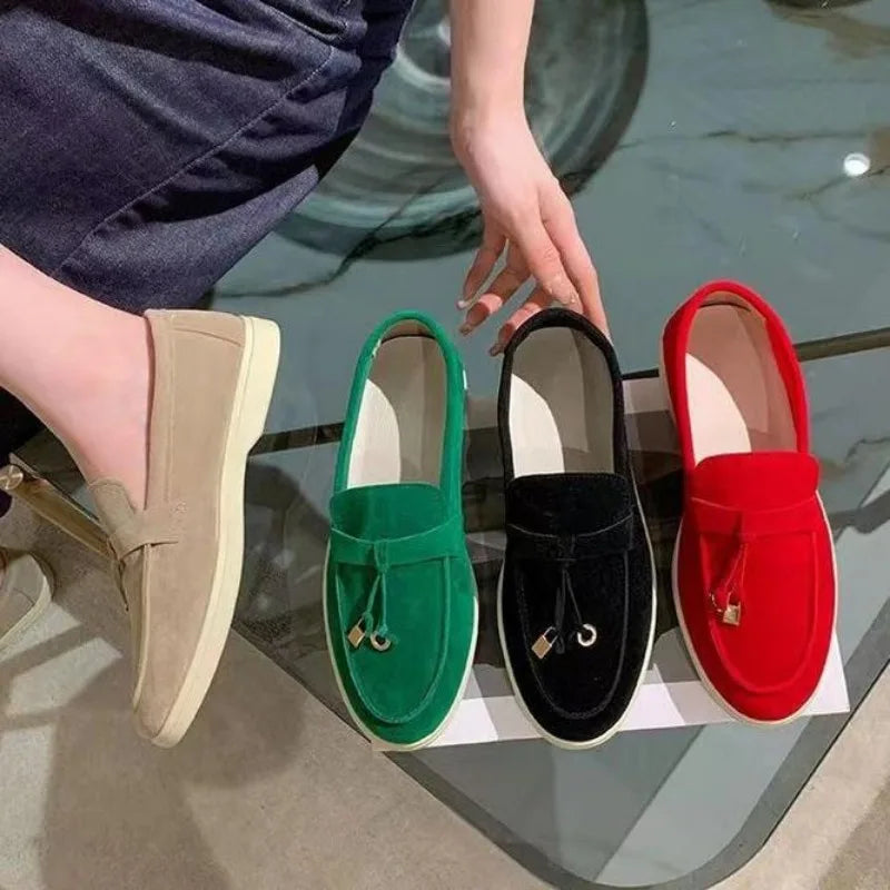 Women Flats 2025 New Trend Spring Autumn Platform Suede Loafers Casual Ladies Walking Non Slip Chaussure Femme Scarpe Da Donna