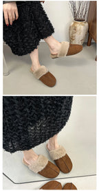 Fur Flats Women Cotton Slippers Fashion Warm Shoes Winter Short Plush Designer Cozy Woman Boots 2025 New Dress Mujer De Boots