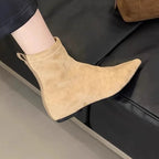 Women Flats Pointed Toe Boots Sexy Suede Ankle Boots Designer 2025 New Winter Shoes Chelsea Elegant Party Woman Fashion Botas