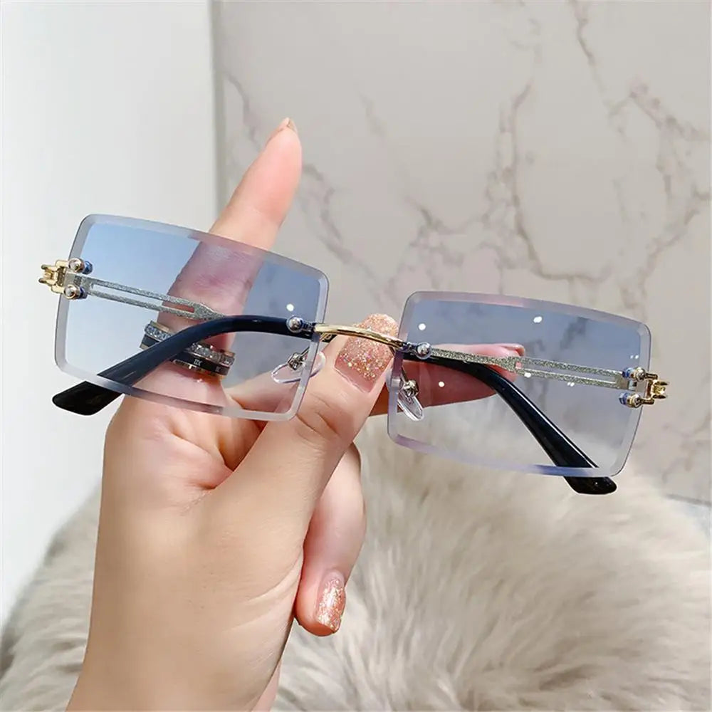 Retro Sunglasses Men Brand Designer Fashion Rimless Sun Glasses Shades Cutting Lens Ladies Frameless Eyeglasses