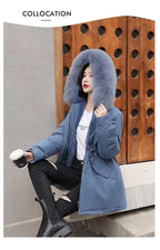 Winter Coat 2025 New Women's Thick Cotton Jacket Women's Medium long Korean version Fur collar Coat Female Warm Parka Overcoat