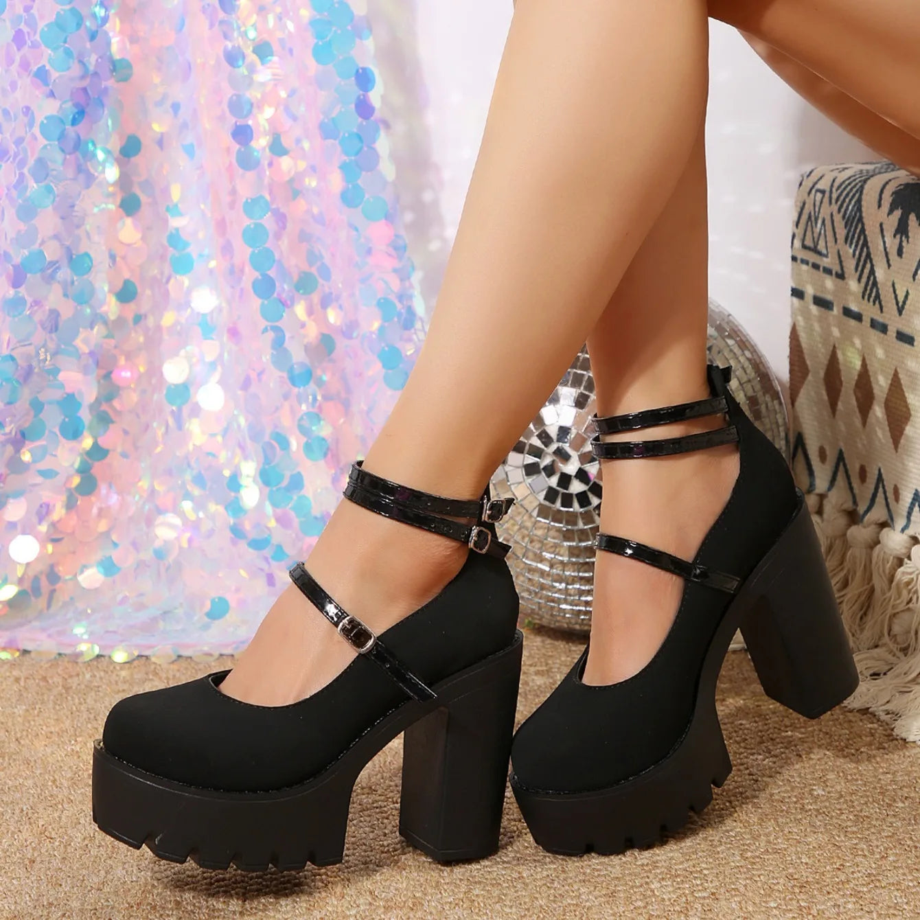 High Heels Women Mary Janes Shoes Woman Platform Fashion Sandals Women Summer New Dress Lolita Shoes Chunky Pumps Zapatos Mujer