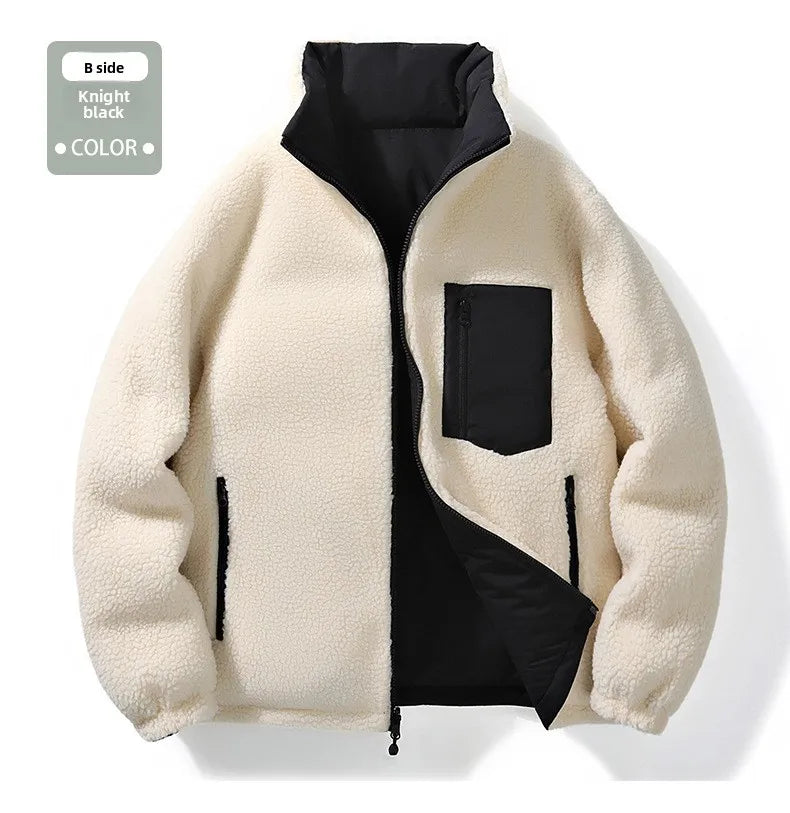 Winter Cotton Coat for Men - New Style, Lamb Hair Padded Cotton Coat, Double-sided Wear, Loose and Warm Cotton Jacket for Women