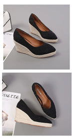High Heels Women Wedges Shoes Elegant Ladies Party Shoes Brand Ladies Retro Woman Wedge Heel 8cm Black Purple Big Size 42 YX3800
