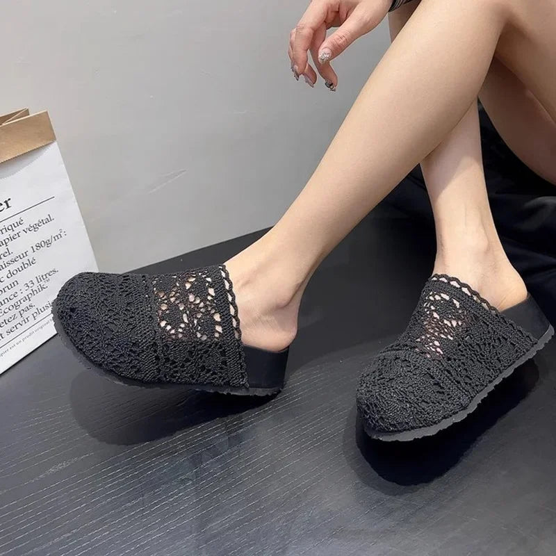 Flats Women Slippers Casual Platform Shoes Fashion Cozy Walking Shoes Woman Sandals 2025 Trend Brand Slingback Female Zapatillas