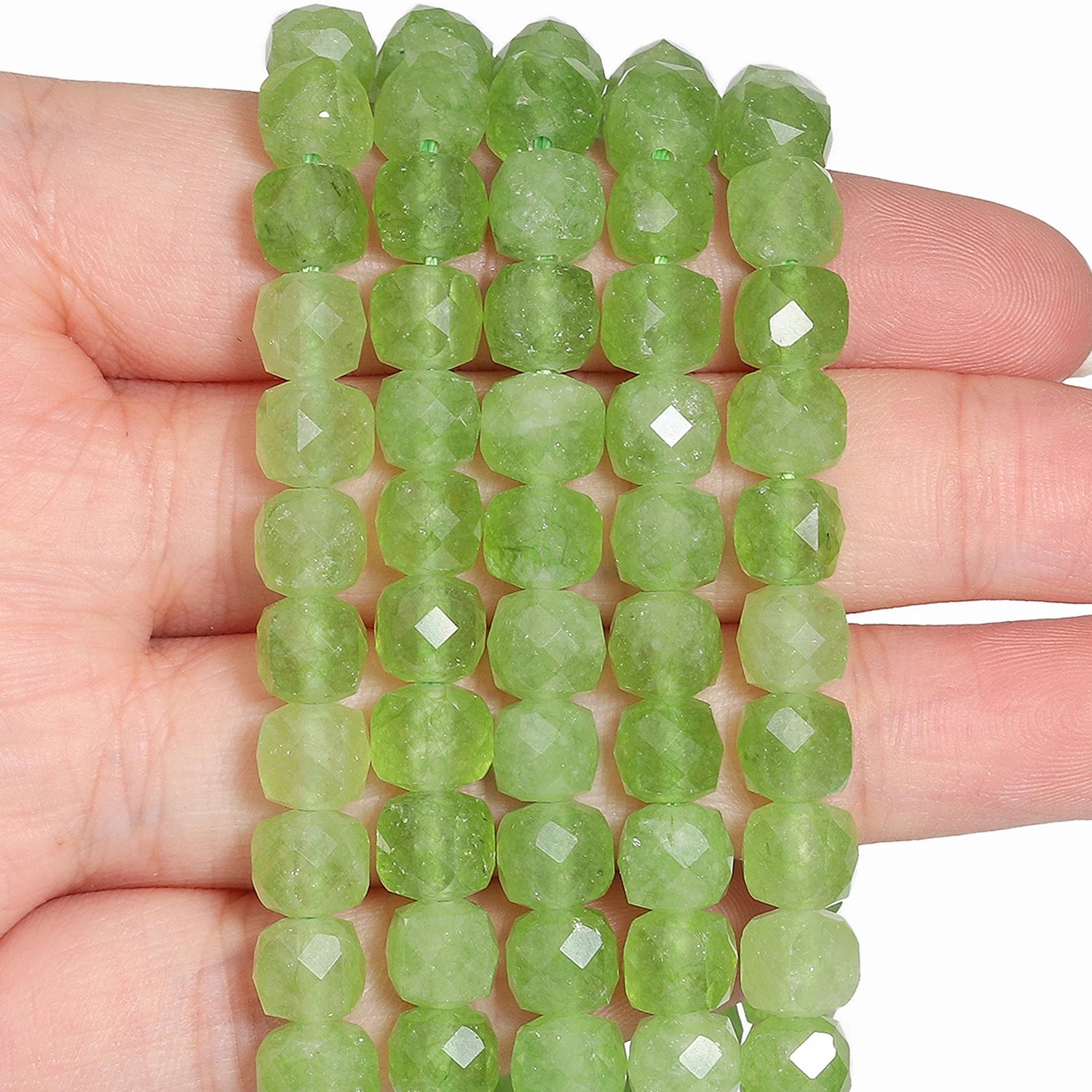 7-8mm Faceted Cube Beads Tourmaline Picture Jasper Agate Turquoise Amethyst Stone Beads for Jewelry Making Diy Accessories