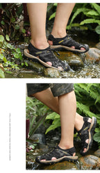 Men's Comfortable Beach Sandals Handmade Genuine Men's Shoes Fashion Men‘s Sneakers Sale Summer Men's Sandals Outdoor Non-slip