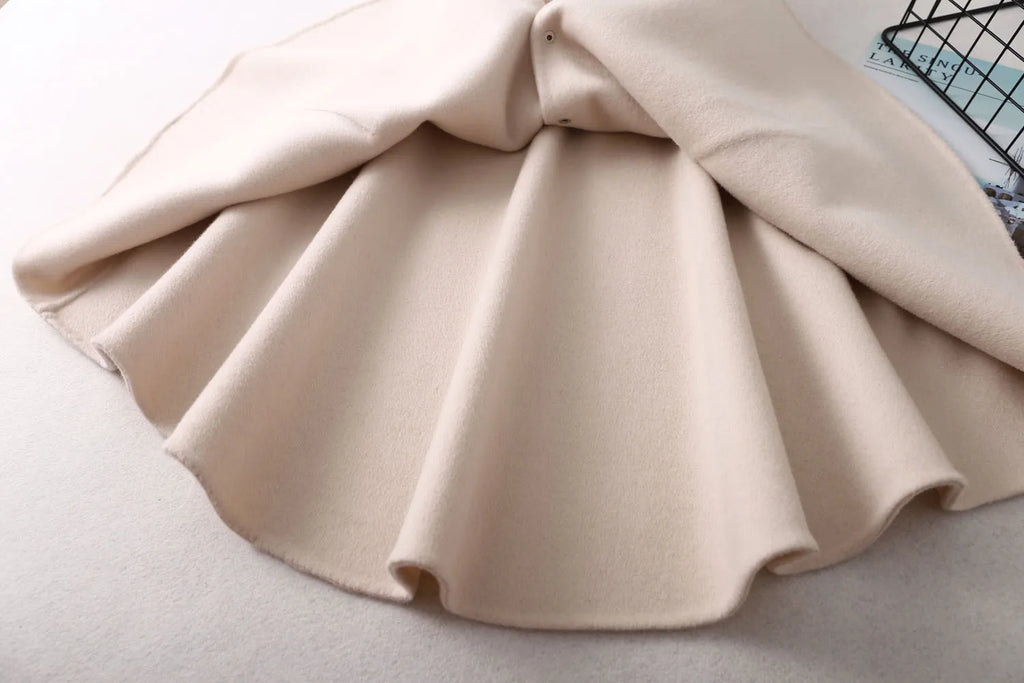 Winter Christmas Girls Woolen Coat  Woolen Cape Fox Fur Collar Kids Jacks for Girls Baby Girl Winter Cloths  Girls NewYear Coat