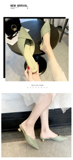 Women's Elegant Mules Woman Casual Slippers 2021 Ladies Low Heels Fashion Female Pointed Toe Shoes Women Candy Colors Footwear