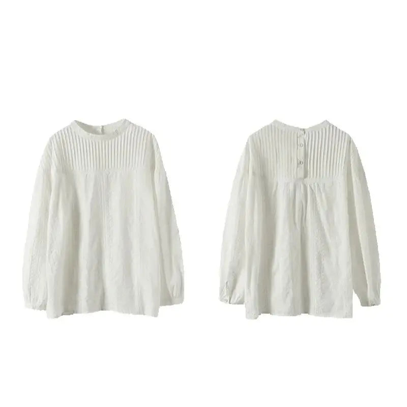 Women's elegant blouses 100% cotton embroidery hollow out white black shirts ladies office wear women long sleeve tops