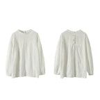 Women's elegant blouses 100% cotton embroidery hollow out white black shirts ladies office wear women long sleeve tops