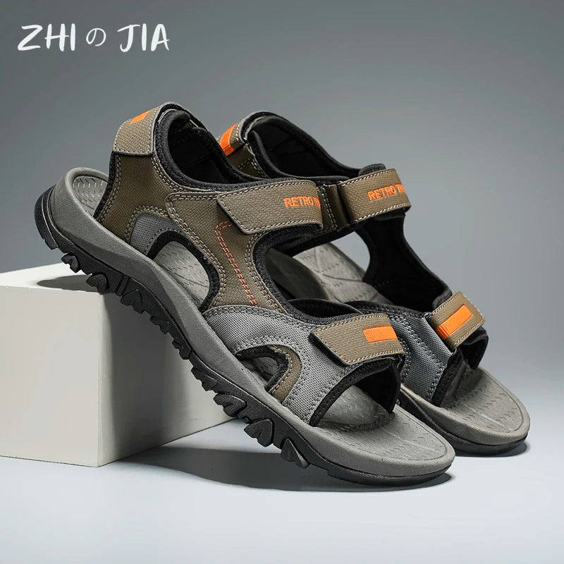 Summer New Sandals Men's Water Beach Breathable Quick Drying Shoes Comfortable Flat Bottom Non slip Sandals Driving Shoes