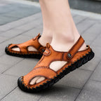 2023 Sandals Summer Men Leather  Classic Men Shoes Slippers Soft Sandals Men Roman Comfortable Outdoor Walking Footwear