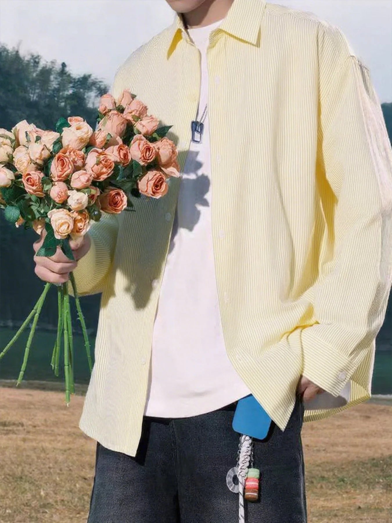 Men's American-style upscale striped shirt, new long-sleeve casual shirt for spring and autumn, stylish and laid-back.