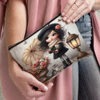 Cute girl holding an umbrella Cosmetic Bag Cosmetic Pouch Cosmetic Brush Aesthetic Accessory Storage Bag Travel Makeup Bag