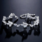 ZAKOL Luxury Water Drop Cubic Zirconia Charms Bracelets Silver Color Leaf Shape Wedding Party Jewelry Bijoux for Women