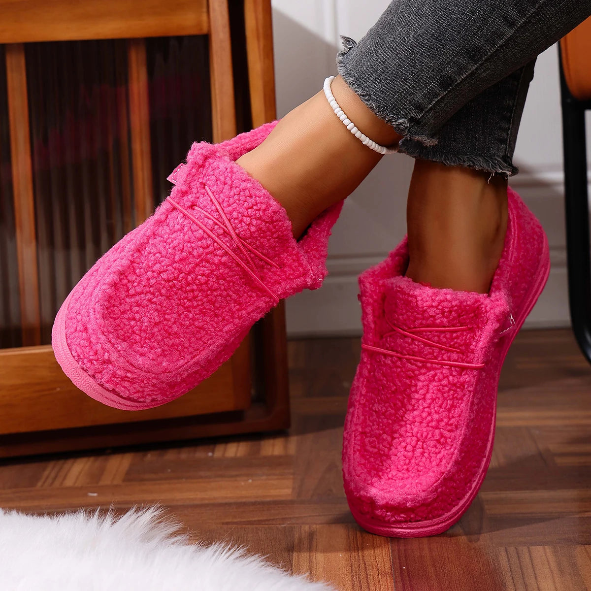 Women Flats Boots 2025 New Fashion Winter Warm Plush Shoes Casual Comfortable Thick Bottom Flats Boots Women Shoes for Women