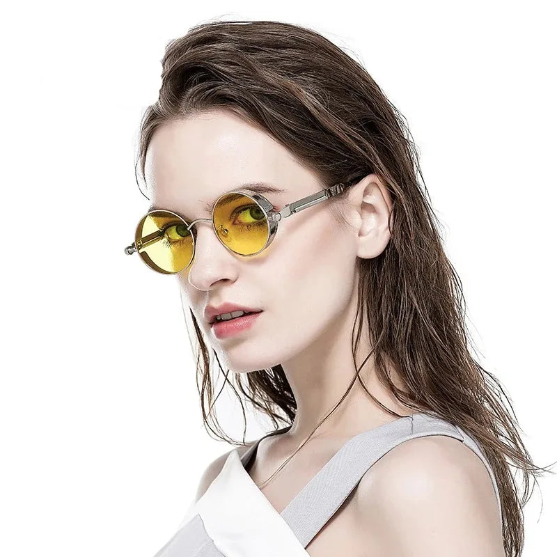 Steampunk Sunglasses For Men Women Round Frame Driving Outdoor Sports UV400 Sun Glasses Fashion Trend Retro Male Female Eyewear