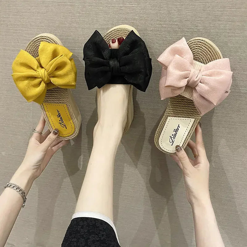 Platform Woman Slippers With Bow Sandals Easy Wears Shoes for Women Vip New Collection Designer Luxury Stylish Slides Wholesale