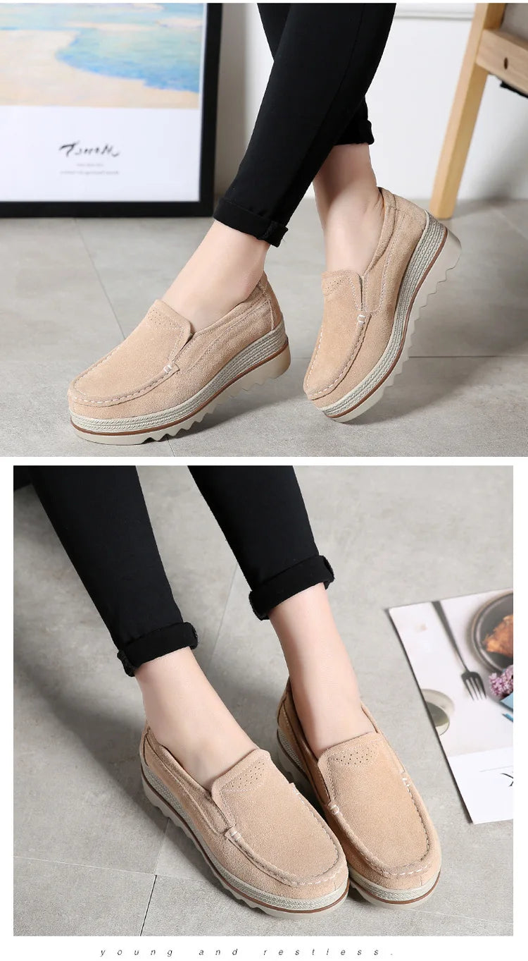 2023 Spring Women Flats Shoes Platform Slip On Flats Woman Sneakers Female Suede Ladies Tenis Loafers Moccasins Casual Shoes