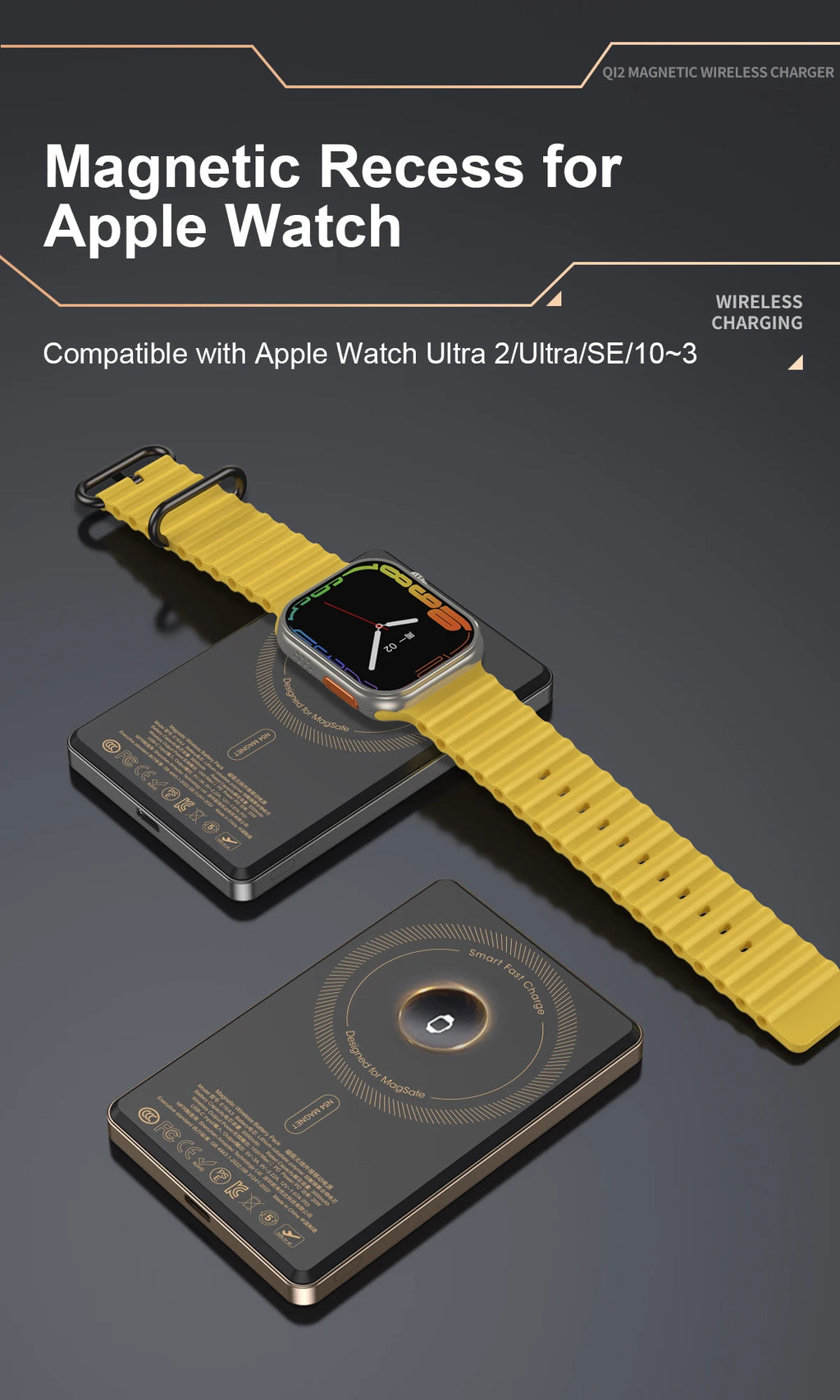 3 In 1 Magnetic Power Bank battery QI 15W Wireless Fast Charing With Intelligent  LCD Screen for iPhone 12-17 Pro Watch Airpods