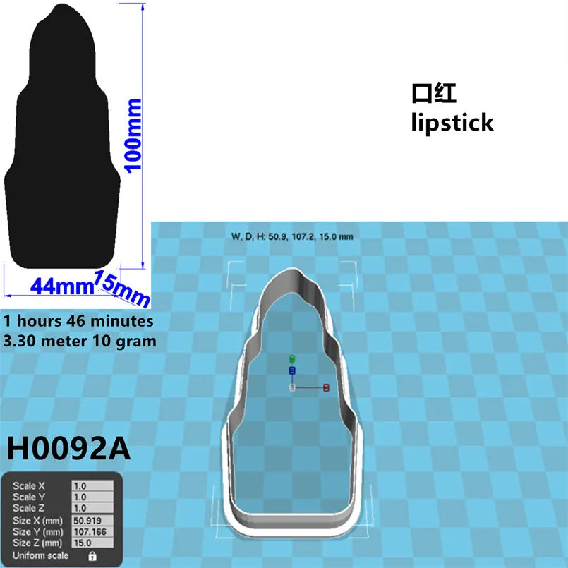 Four Specification Cartoon Women's Cosmetics Graphics Lipstick,Plastic Mold,Cake Fondant Tools,Cookie and Sushi Fruits Cutters