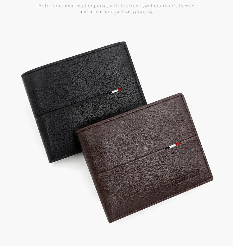 Slim Men Wallets New Short Zipper Card Holder Photo Holder Male Purse Simple Coin Pocket High Quality PU Leather Men's Wallet
