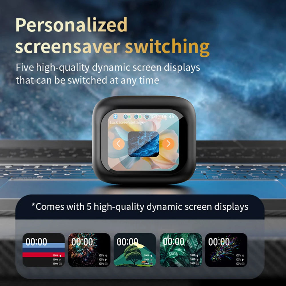 New Full Touch Screen Headphones ANC Bluetooth 5.4 Noise Cancelling Earphones HiFi Stereo Wireless In-Ear ENC Earbuds With Mic