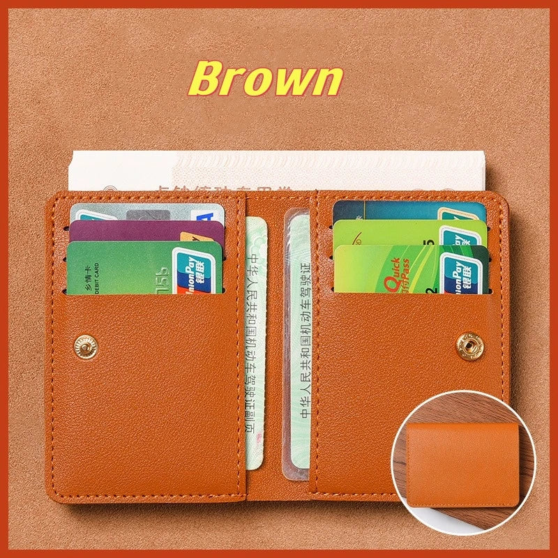 2025 New Women's Wallet Simple Folding Button Small Wallet Driver's License Card Bag Soft Leather Wallet