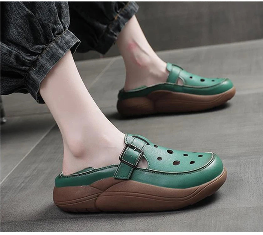Women's Flats Loafers Platform Casual Slip-On Sandals Retro and Stylish Hollow Low Top Shoes Fashion Non-Slip Beach Sneakers