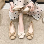 Women's 2025 Shallow Mouth Flats with Bow Soft Soled Summer Slope Heel Super Soft Lazy Shoes Low Cut Comfort Ladies Flats