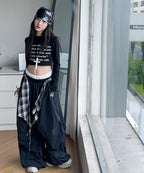 Pants Two Pieces Set Grid Trousers Tops Suits Casual Daily Childrens Clothes 2025 New Fashionable Children Autumn Clothing Girls