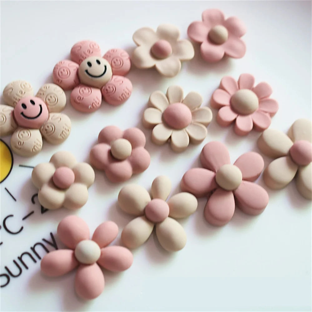 10-30Pcs Cartoon Resin Flowers Flatback Cabochon Garment Jewelry Making Stationery Case Decor DIY Hair Accessory Craft Materials