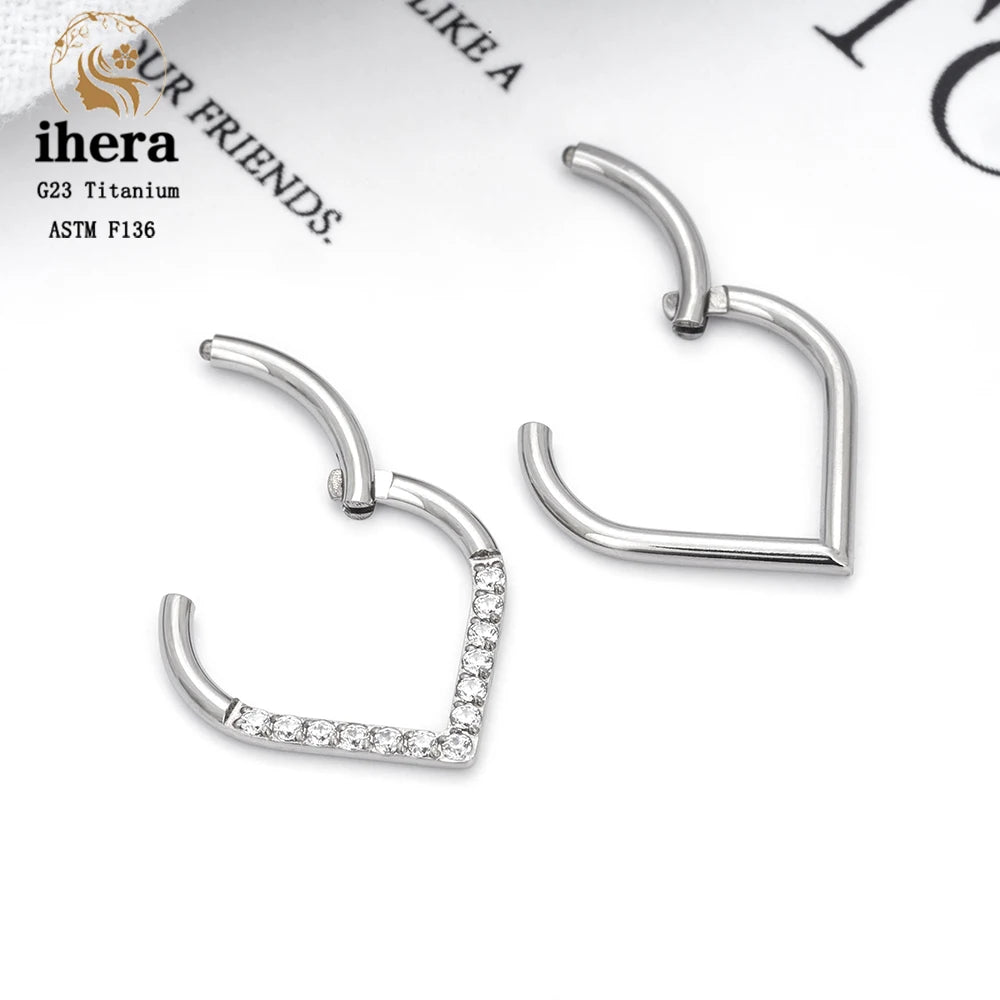 G23 Titanium F136 Water Drop Nose Septum Clicker Ring 16G CZ Hinged Segment Earring Ear Cartilage Daith Helix Piercing Jewelry