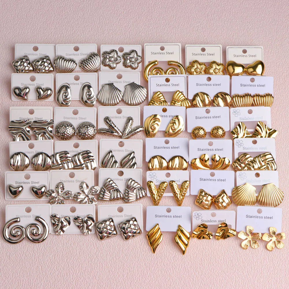10Pairs/Lot Fashionable Women's Stainless Steel Earrings, Daily Jewelry Accessories Gifted To Friends, Randomly Shipped