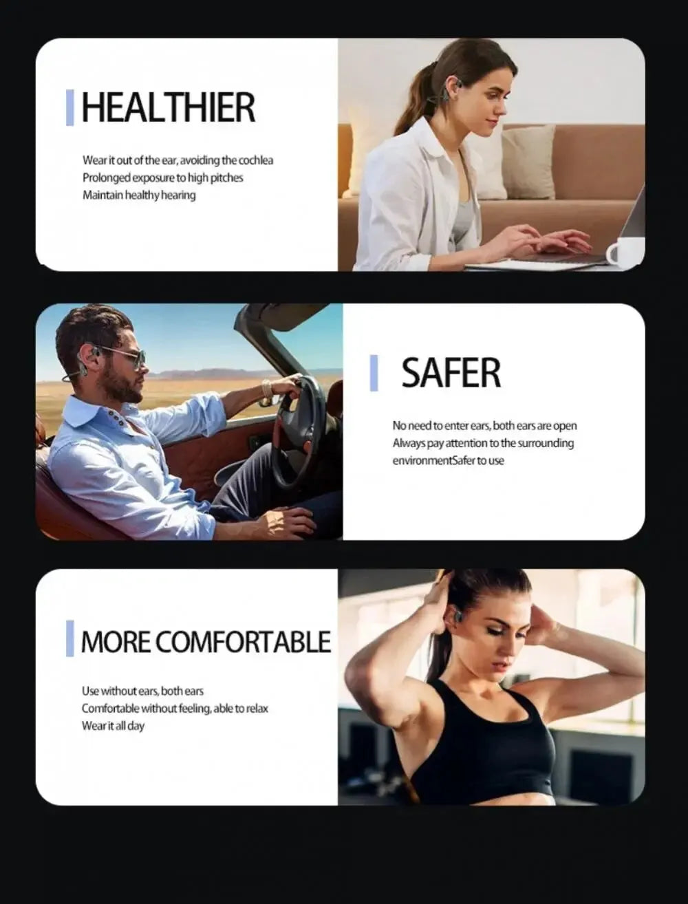 K69 Bone Conduction Earphones Bluetooth Hifi Music Headphones Sport Ear-hook Wireless Headsets with Mic Waterproof Earbuds