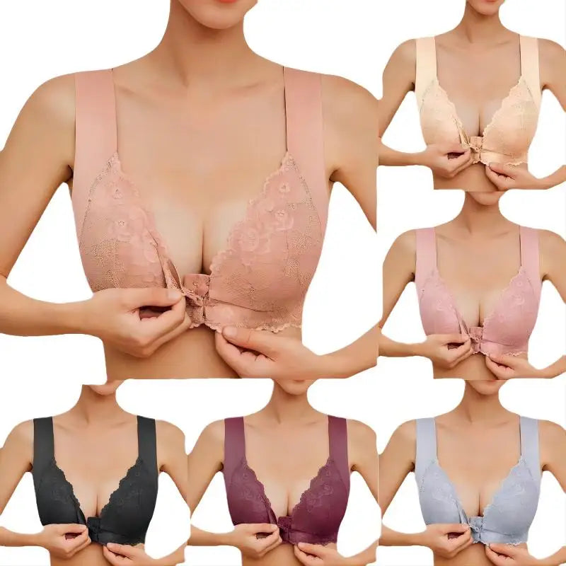 Women's Lace Stitching Push-Up Comfortable Front Buckle Breathability High Stretch Invisible
