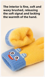 Cartoon Winter Gloves: Full-Finger Insulated Gloves for Warmth. Hand Wash Cold. For Autumn & Winter Weather Protection.