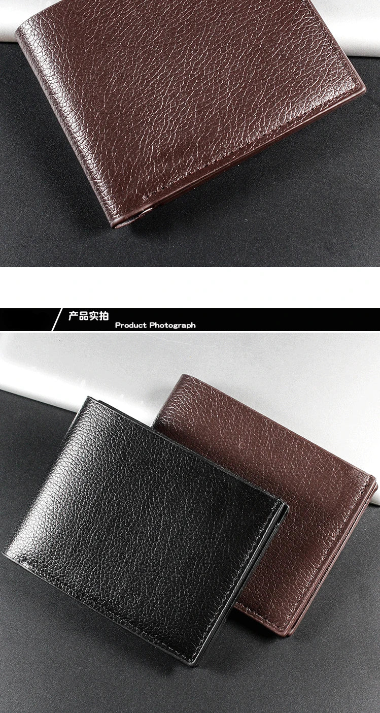Men's Wallet Genuine Leather Men Wallets Premium Product Real Cowhide Wallets for Man Short Black Walet Portefeuille Homme