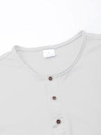 Men's Short Sleeve Henley Neck T-shirt Solid Color Male Tops Slim Fit Button Neck Casual Cozy Tshirt  Streetwear