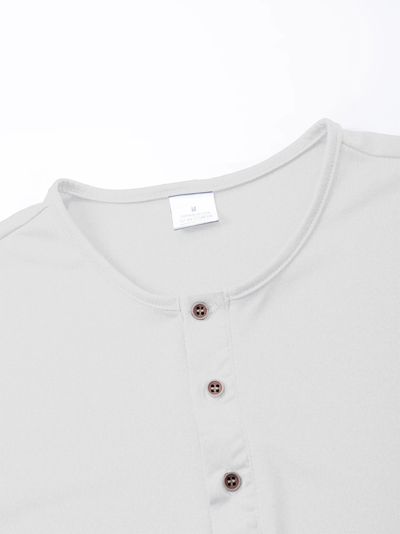 Men's Short Sleeve Henley Neck T-shirt Solid Color Male Tops Slim Fit Button Neck Casual Cozy Tshirt  Streetwear