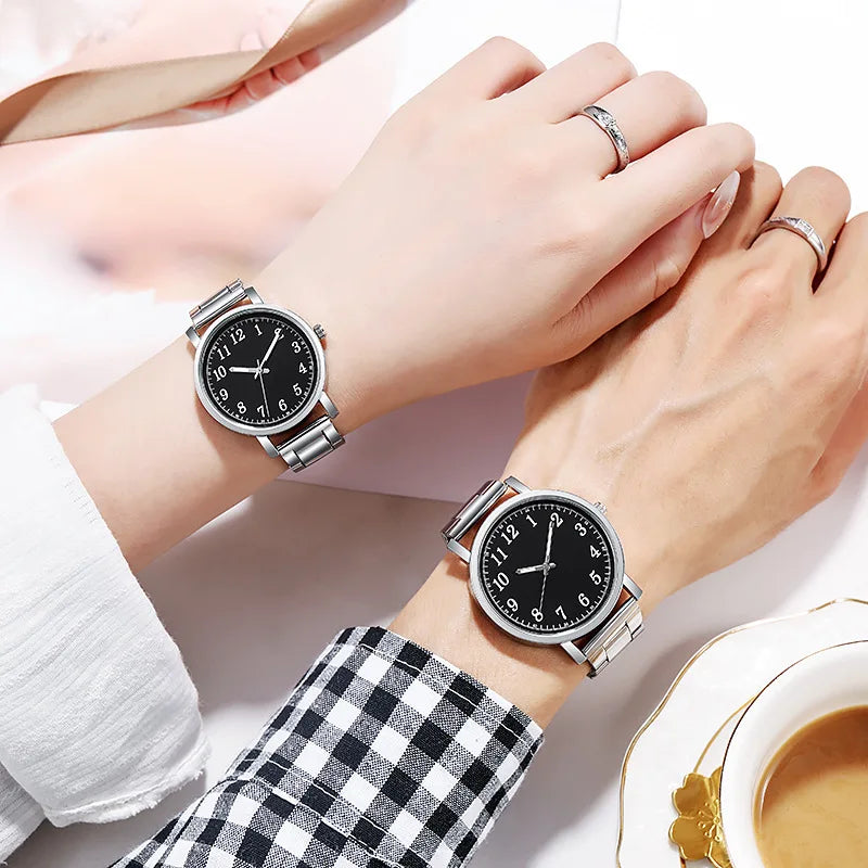 2PCS Couple's Watches Men Business Watch Fashion Analog Women Quartz Watch (Without Box)