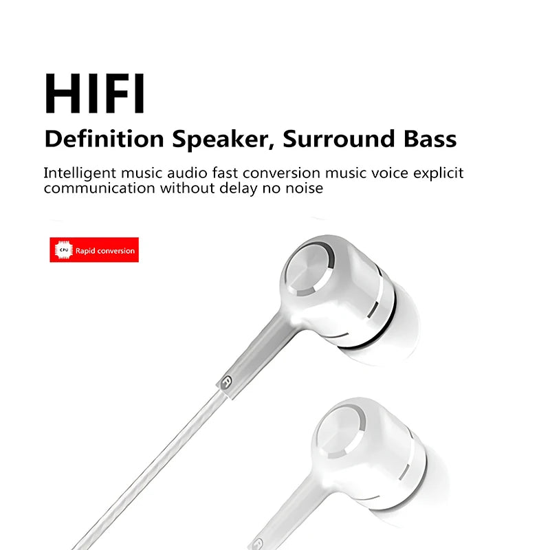 3.5mm Wired Headphones In Ear Headset Wired Earphones with Microphone Bass HiFi Stereo Earbuds Sports Music Gaming For Phones PC