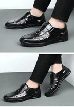 Men Sandals Summer  Cozy Hollow Non-slip Soft Cool Lighted Breathable All-match Classic Wearable Fashion Casual Leather Sandals